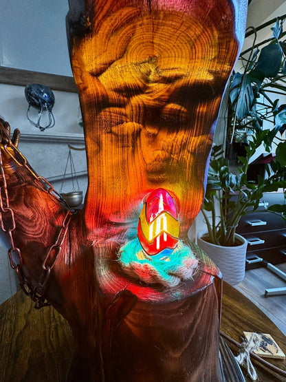 lampe en bois fabriquée à la main